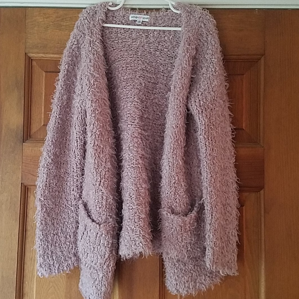 Woven Heart Girl's Eyelash Cardigan size medium